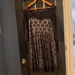 Black Lace and Silver Dress